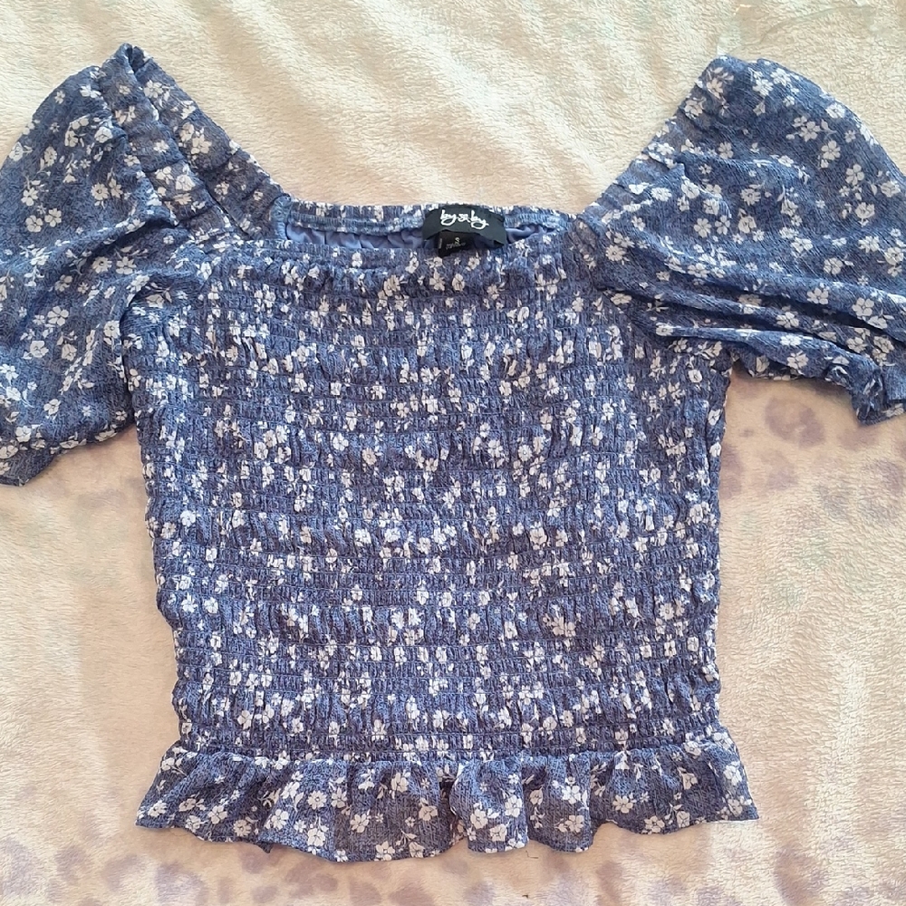 by & by Navy Floral Off-Shoulder Blouse